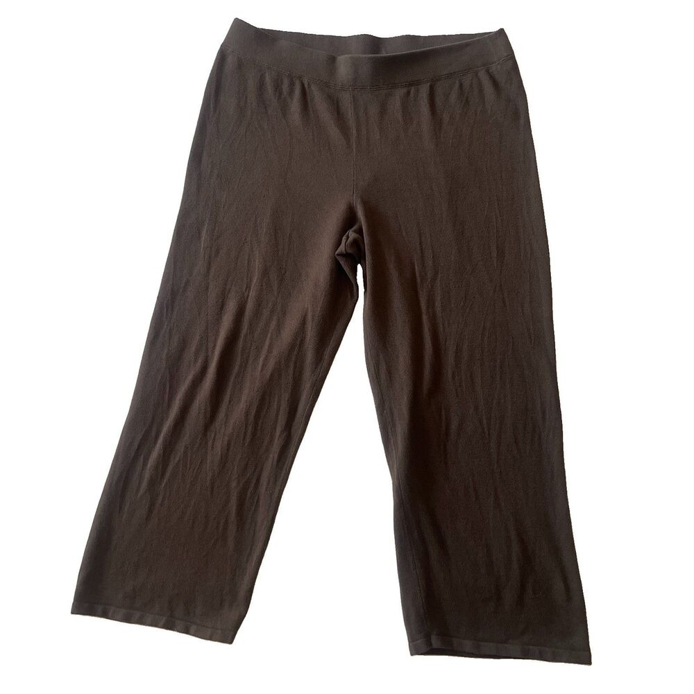 EILEEN FISHER Pants Size XL Brown Pullon Stretch Ankle Lagonlook Crop Straight